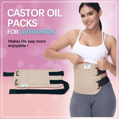 Castor Oil Pack Wrap – Reusable Organic Castor Oil Packs for Liver (Apricot Cotton)