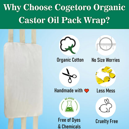 4 Pcs Castor Oil Pack Wrap - Organic Cotton Kit with Six Adjustable Straps for Liver Detox