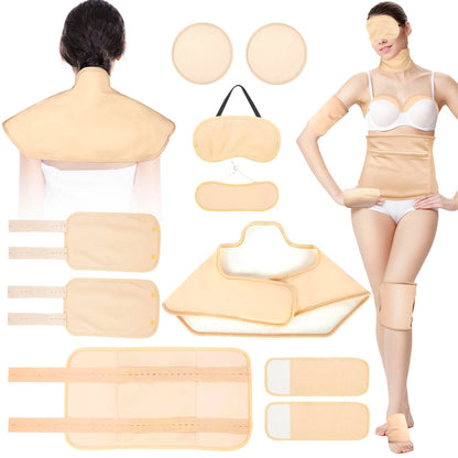 10Pcs Castor Oil Pack Wrap Kit – Organic Cotton, Reusable Castor Oil Packs for Eyes, Shoulders, Neck, Back, Hands, Feet
