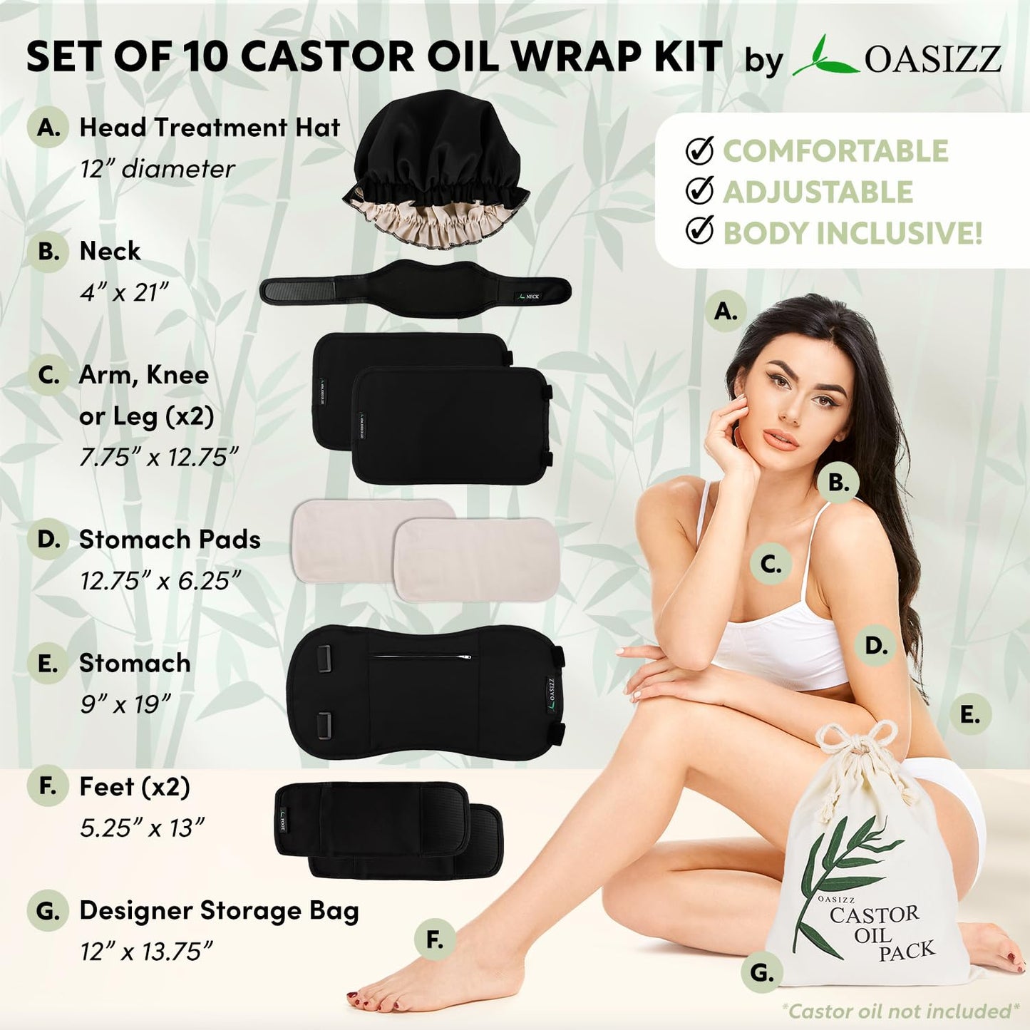 Reusable Castor Oil Pack Wrap Kit 10-Piece – Adjustable & Leak-Resistant