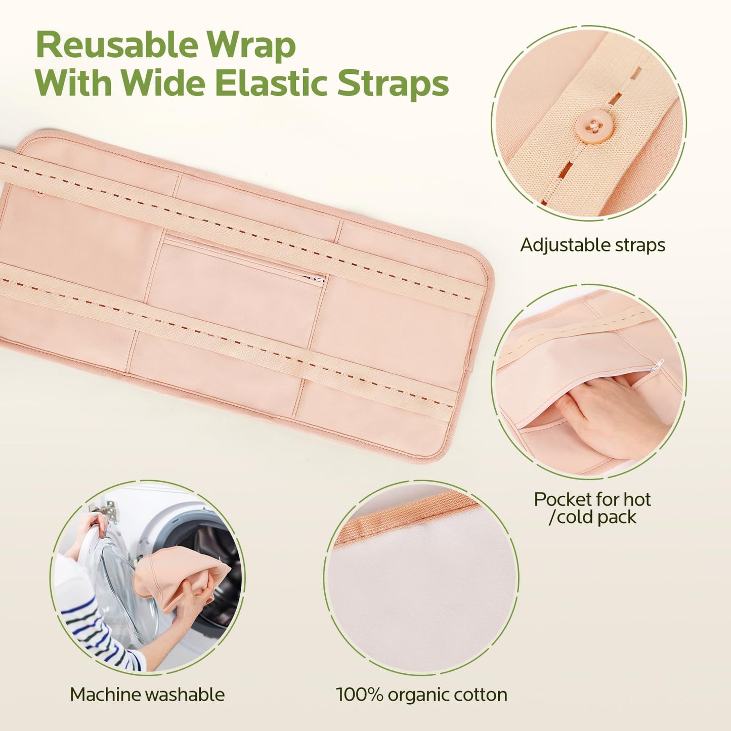 6 Pcs Castor Oil Pack Wraps – Organic Cold-Pressed Castor Oil 8oz with Reusable Pads