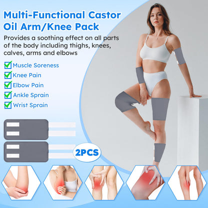 Castor Oil Pack Wrap Kit - 10 Pcs, Adjustable Straps, Reusable Organic Cotton (Gray)