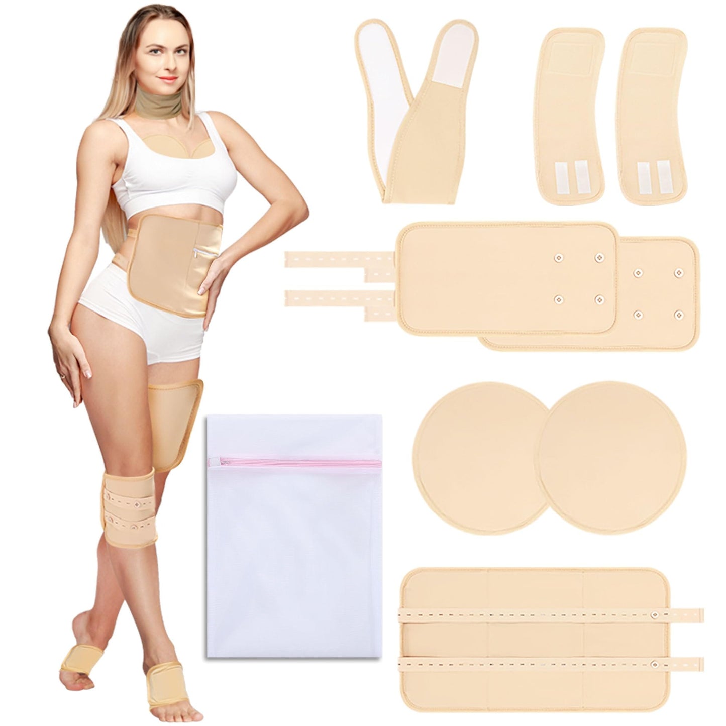 9 Pcs Castor Oil Pack Wrap Kit — Organic Cotton, Reusable Pads, Adjustable Straps