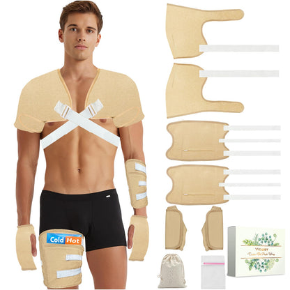 Castor Oil Pack Wrap for Men – 8pc Reusable Set, Plus Size, Machine Washable