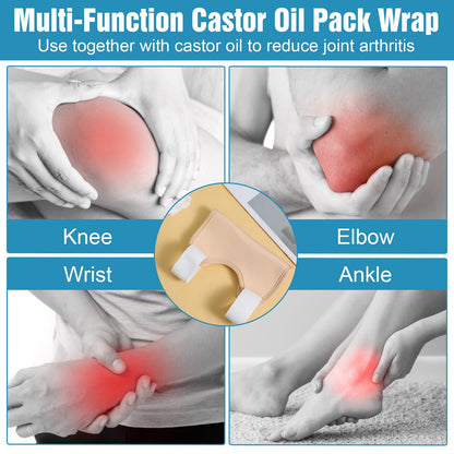 2 Pcs Castor Oil Pack Wraps – Reusable Organic Cotton, Waterproof & Adjustable