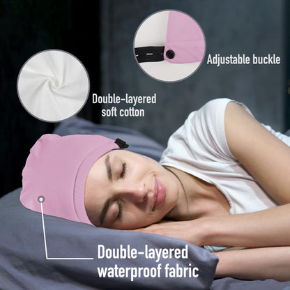 Castor Oil Pack Wrap for Hair - Organic Cotton Reusable Sleep Cap (2-Layer Waterproof)