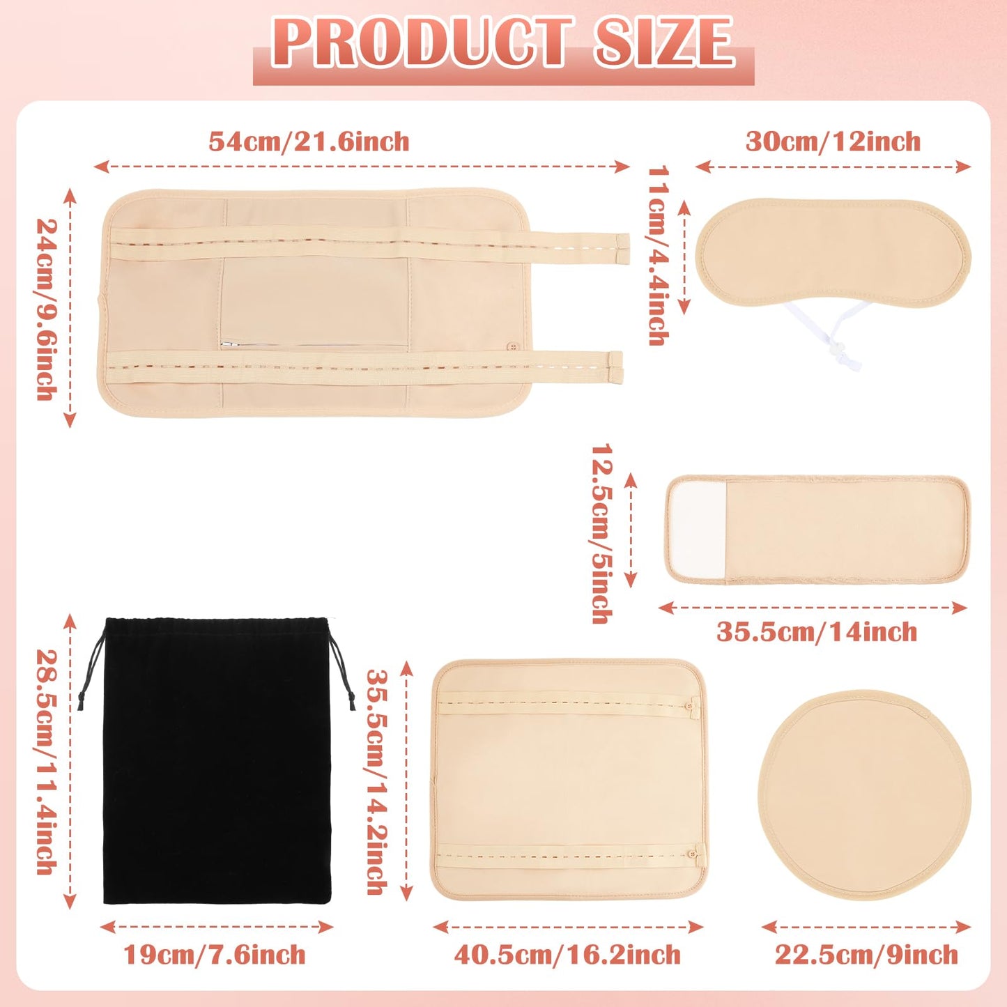 Castor Oil Pack Wrap - 8 Pcs, Reusable Organic Cotton with Adjustable Straps (Khaki)
