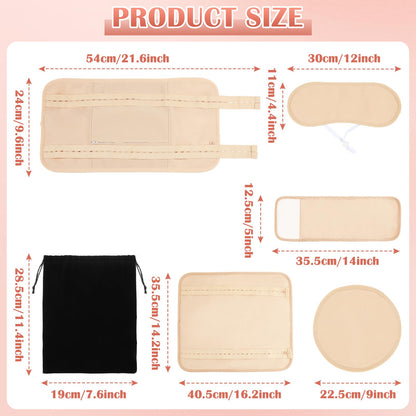 Castor Oil Pack Wrap - 8 Pcs, Reusable Organic Cotton with Adjustable Straps (Khaki)