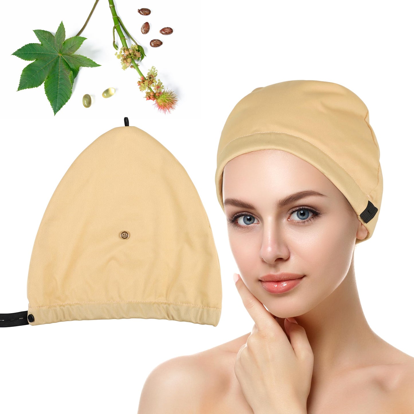 Castor Oil Pack Wrap Overnight Hair Cap – Organic Cotton Sleep Hair Treatment