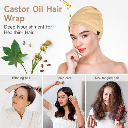 Castor Oil Pack Wrap Overnight Hair Cap – Organic Cotton Sleep Hair Treatment