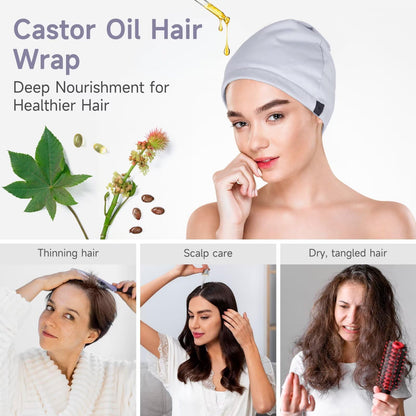 Castor Oil Pack Wrap Overnight Hair Treatment – Organic Cotton Reusable Hair Cap