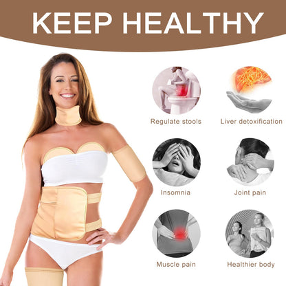 6 Pcs Castor Oil Pack Wrap Kit - Organic Cotton, Reusable, Adjustable Straps