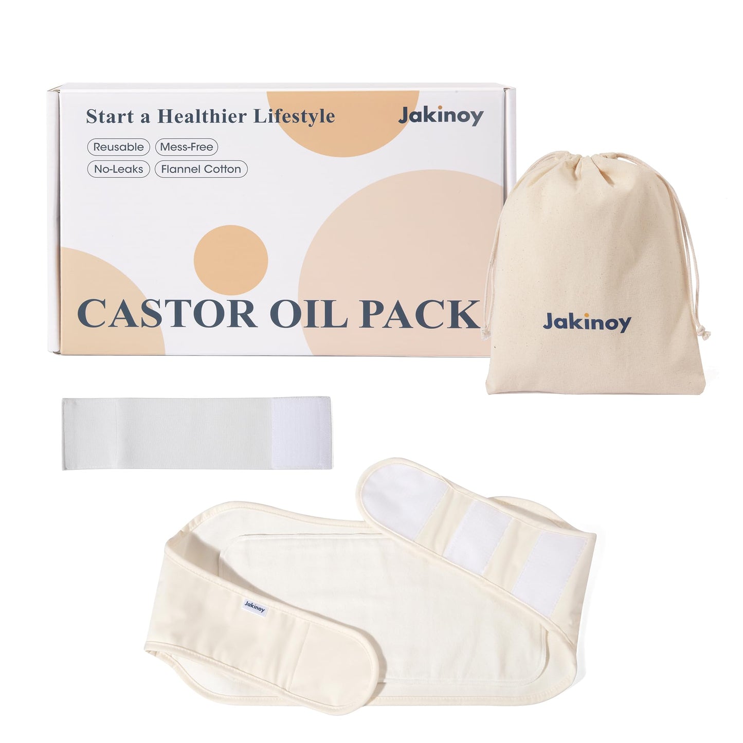Castor Oil Pack Wrap for Stomach - Cotton Flannel Pad, Reusable & Mess-Free