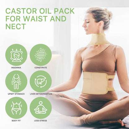 Castor Oil Pack Wrap - Premium Organic Reusable Kit for Liver Detox, Digestive Support & Anti-Leak
