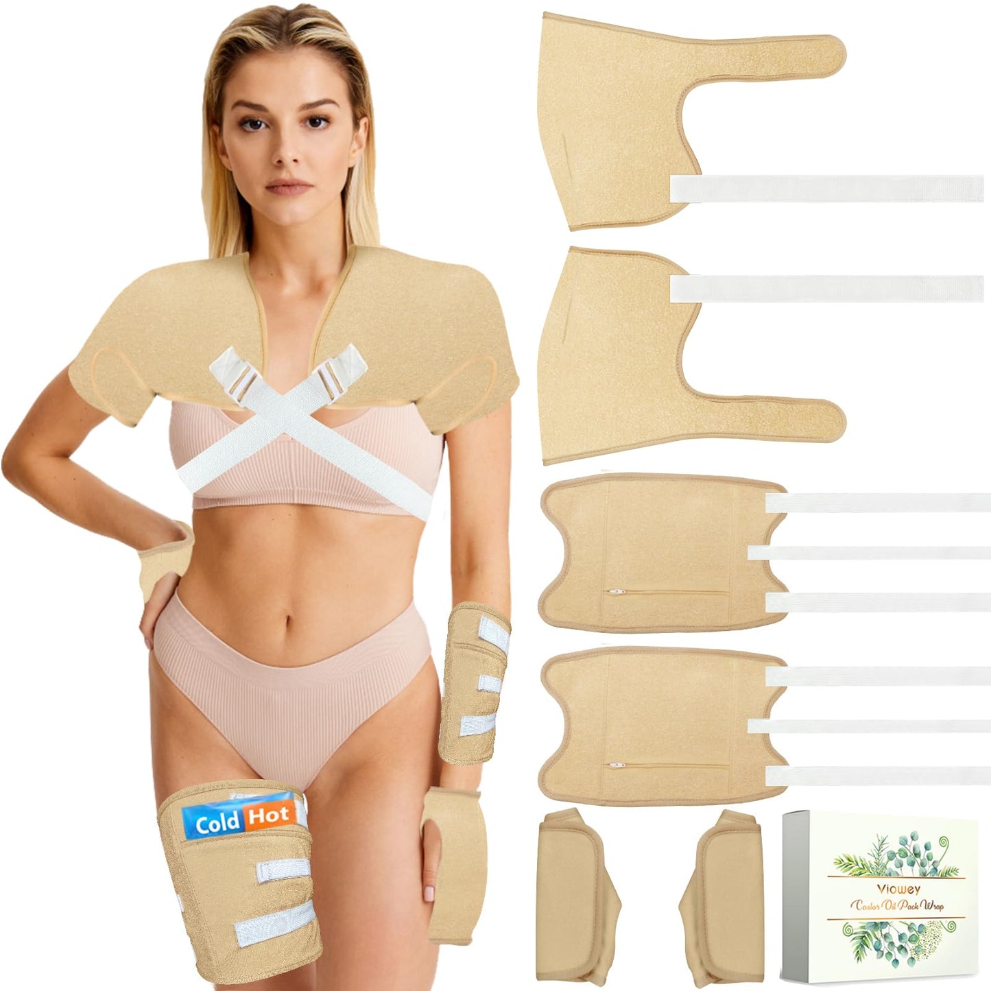 Castor Oil Pack Wrap for Women - Reusable & Machine Washable (6 Pcs)