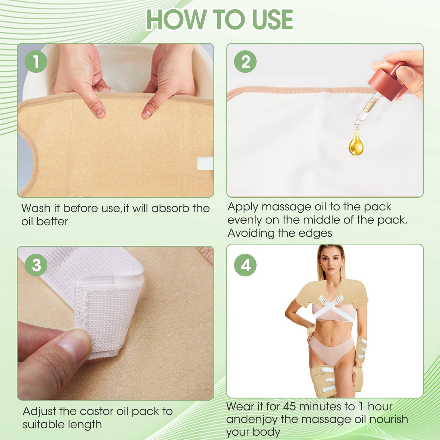 Castor Oil Pack Wrap for Women - Reusable & Machine Washable (6 Pcs)
