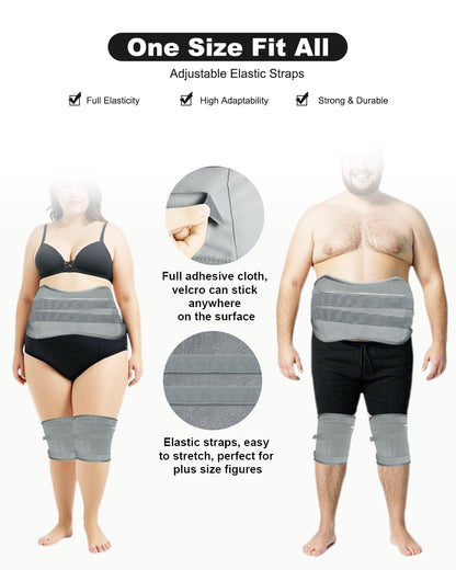 10 Pcs Castor Oil Pack Wrap – Plus Size XL (Light Gray) – Anti-Leak & Washable