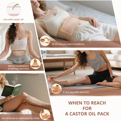 Castor Oil Pack Wraps (12 Patches) – Disposable Organic Cotton Belly Button Patches with Leak-Proof Design for Stomach & Liver Care (Oil Not Included)