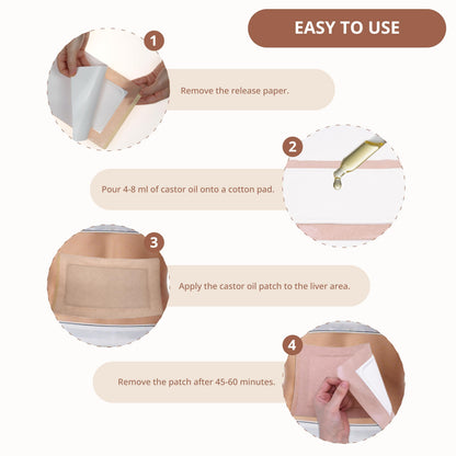 Castor Oil Pack Wraps (12 Patches) – Disposable Organic Cotton Belly Button Patches with Leak-Proof Design for Stomach & Liver Care (Oil Not Included)