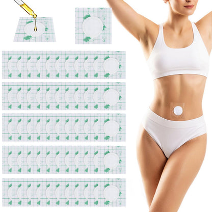 50PCS Waterproof Silicone Castor Oil Belly Button Patches – Breathable PU Film, Organic Cotton Pack