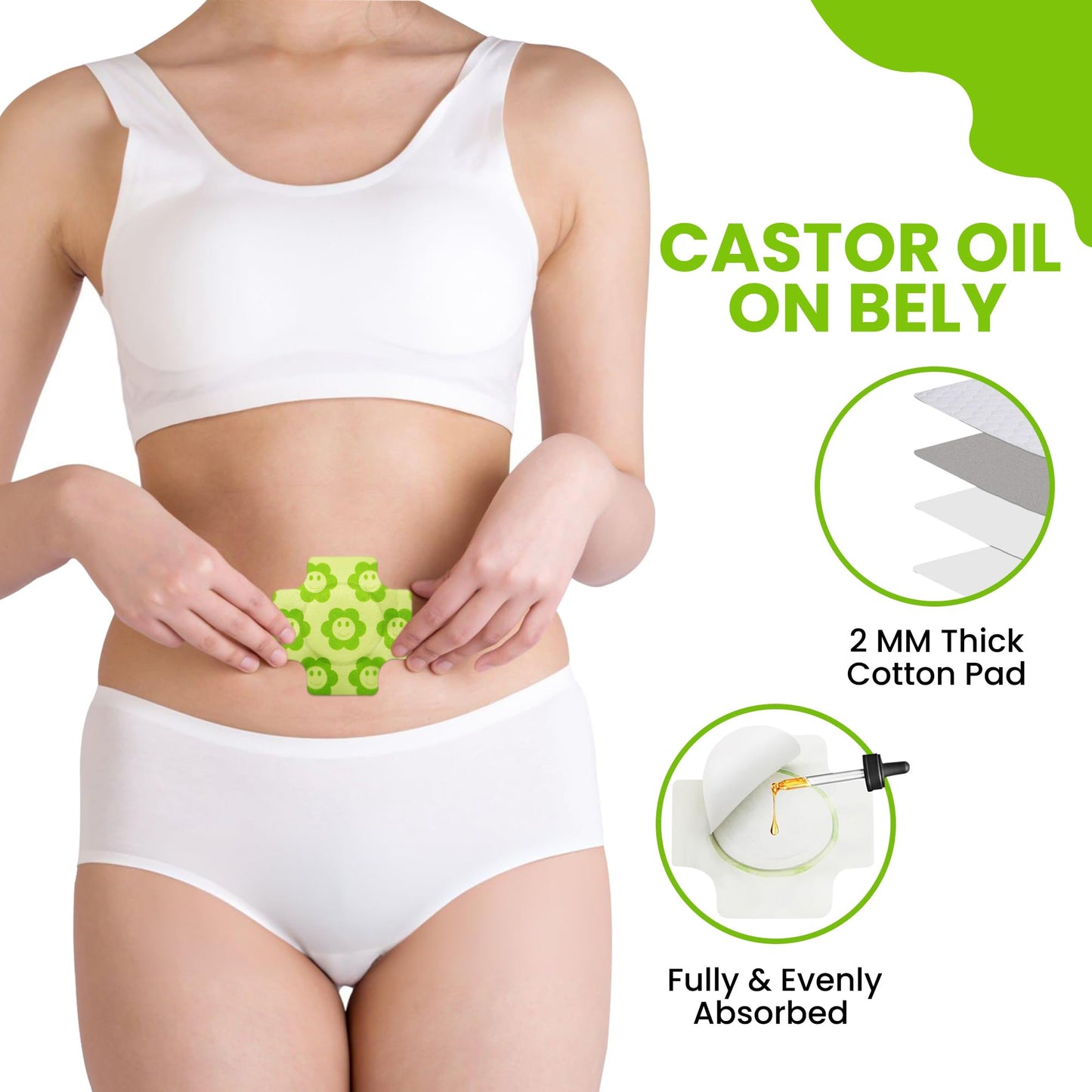 Organic Castor Oil Pack Wrap - Self-Adhesive & Reusable