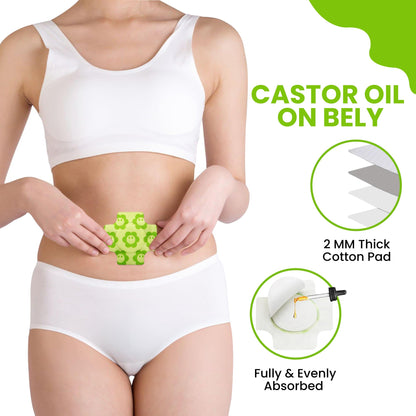 Organic Castor Oil Pack Wrap - Self-Adhesive & Reusable