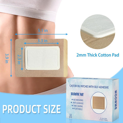 32 Pcs Disposable Castor Oil Patches Pack - Castor Oil Wrap 5.1" x 3.9" (Oils Not Included)