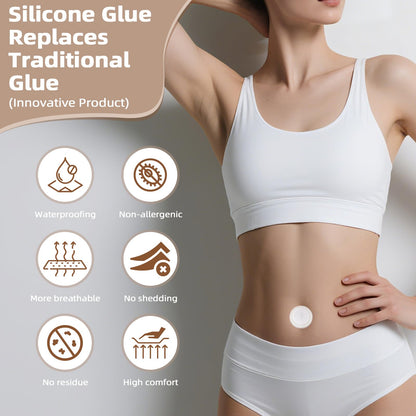 50PCS Waterproof Silicone Castor Oil Belly Button Patches – Breathable PU Film, Organic Cotton Pack