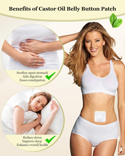 30Pcs Castor Oil Patch Wrap – Disposable Self-Adhesive Belly Button Patches, High-Absorbent & Hypoallergenic