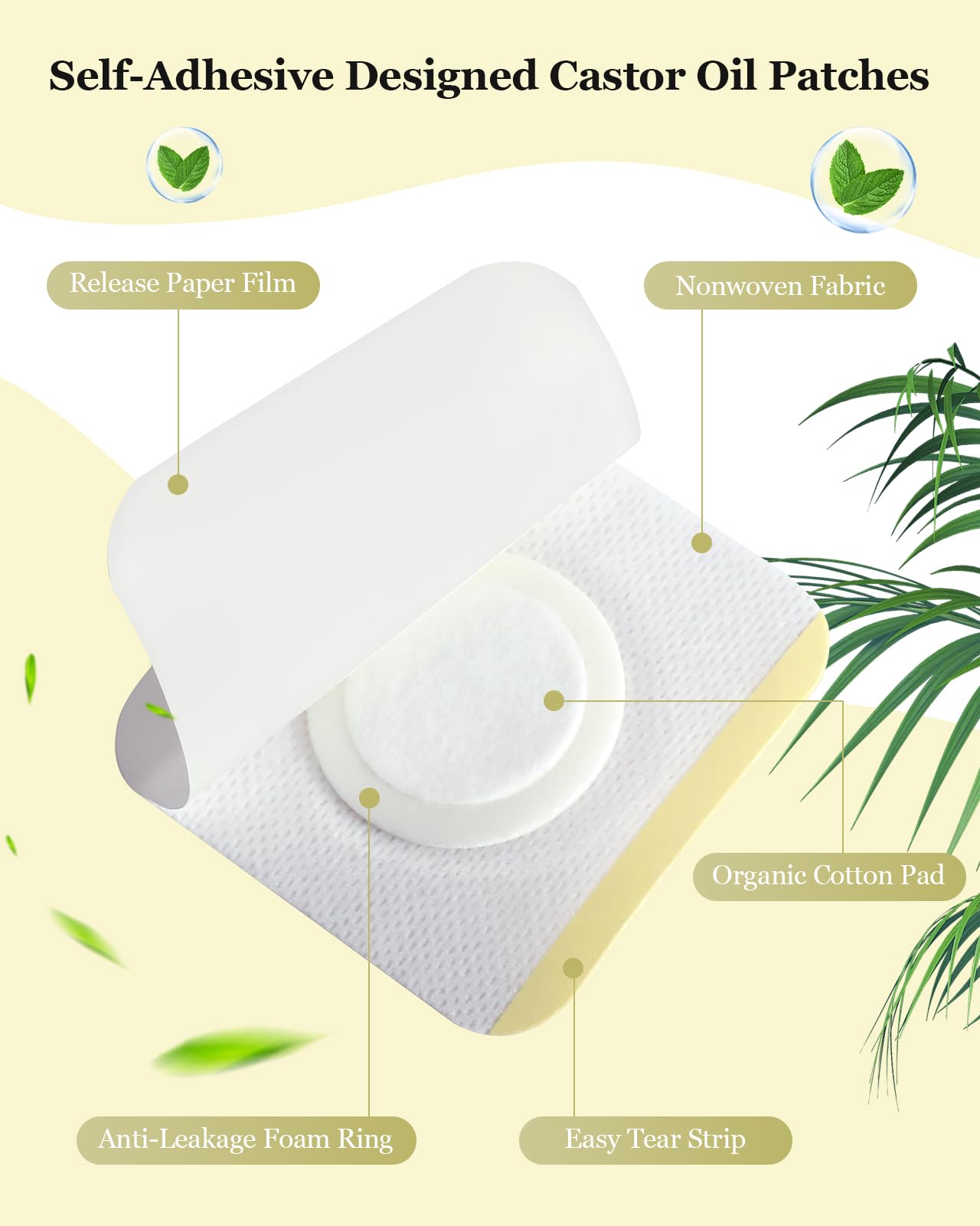 30Pcs Castor Oil Patch Wrap – Disposable Self-Adhesive Belly Button Patches, High-Absorbent & Hypoallergenic