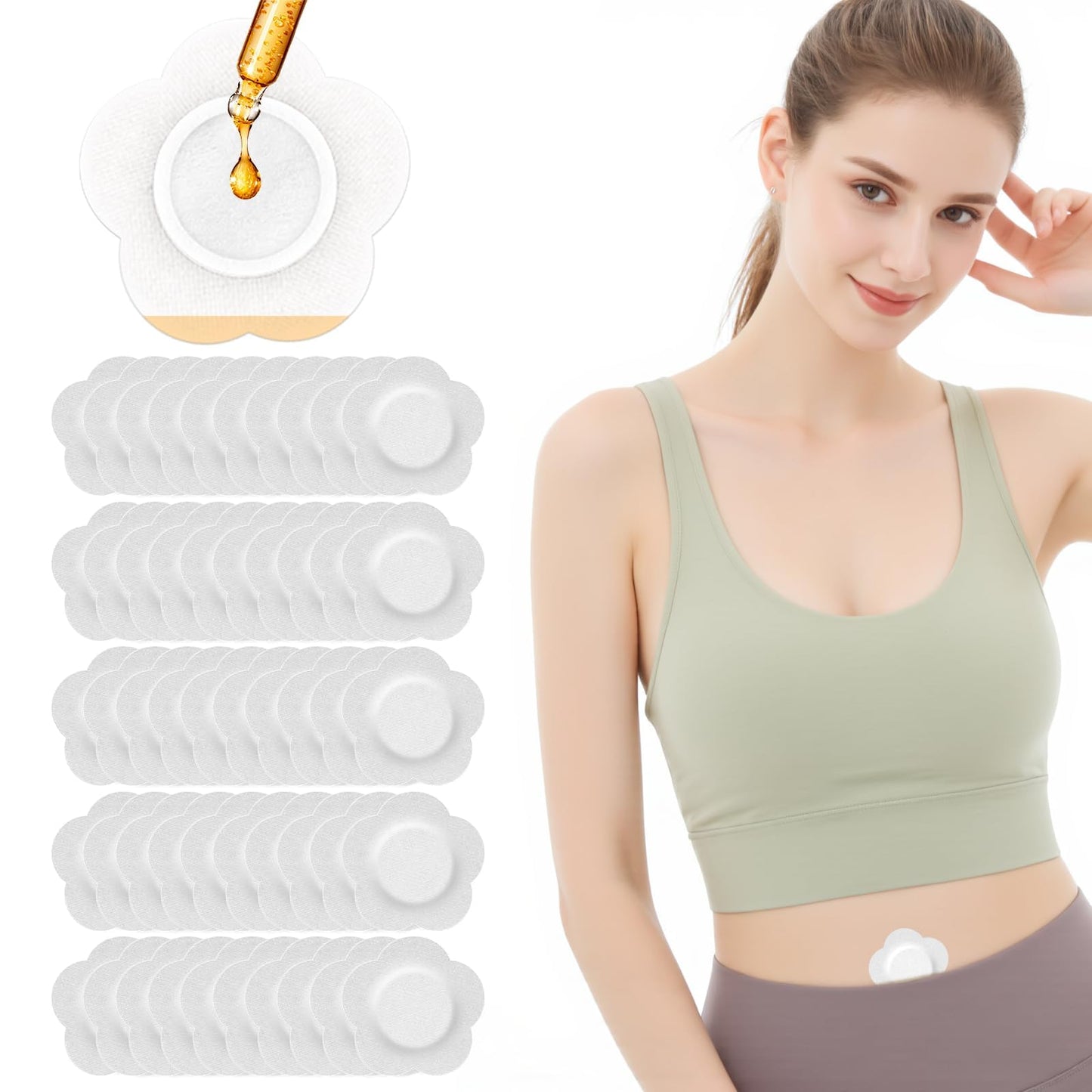Castor Oil Patches – 50Pcs Disposable Organic Cotton Belly Button Patches | Leak-Proof & Hypoallergenic