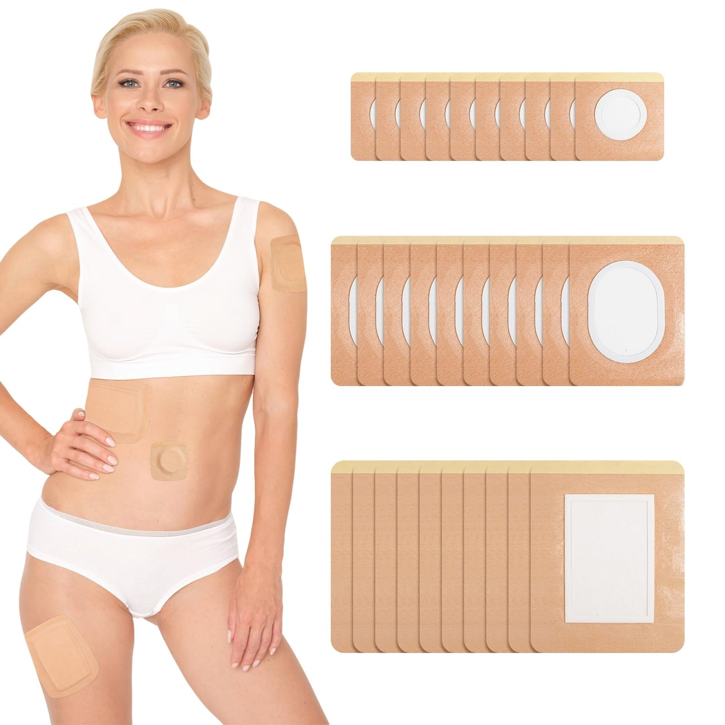 30Pcs Adhesive Castor Oil Patches | Organic Cotton Pack Wrap for Waist Knees Neck Belly Arms