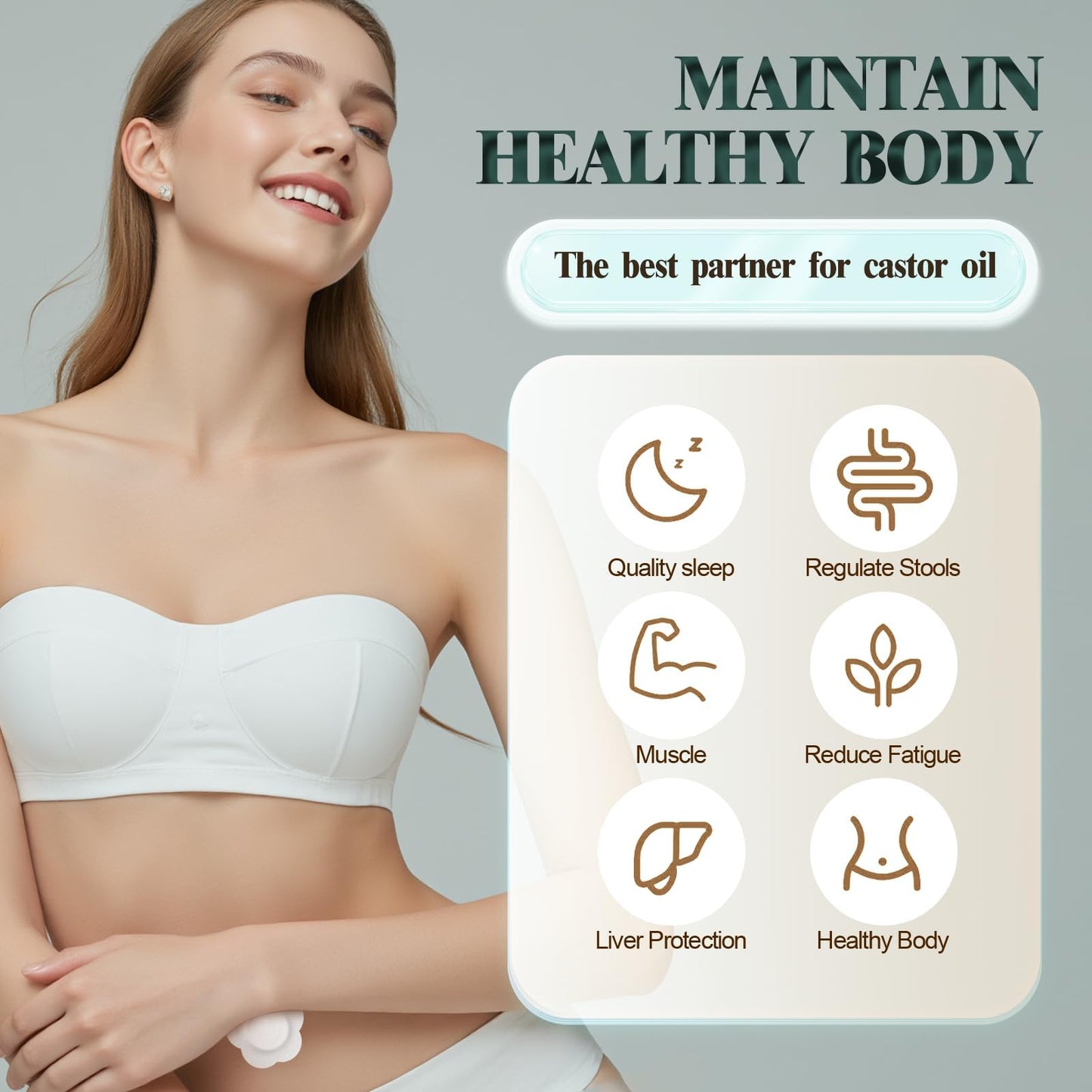 Castor Oil Patches – 50Pcs Disposable Organic Cotton Belly Button Patches | Leak-Proof & Hypoallergenic
