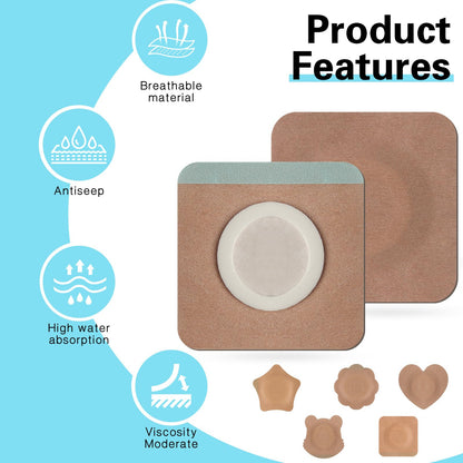 30 Pcs Disposable Castor Oil Patches – Self-Adhesive, Breathable, Leak-Proof (Mix Shapes & Skin Colors)