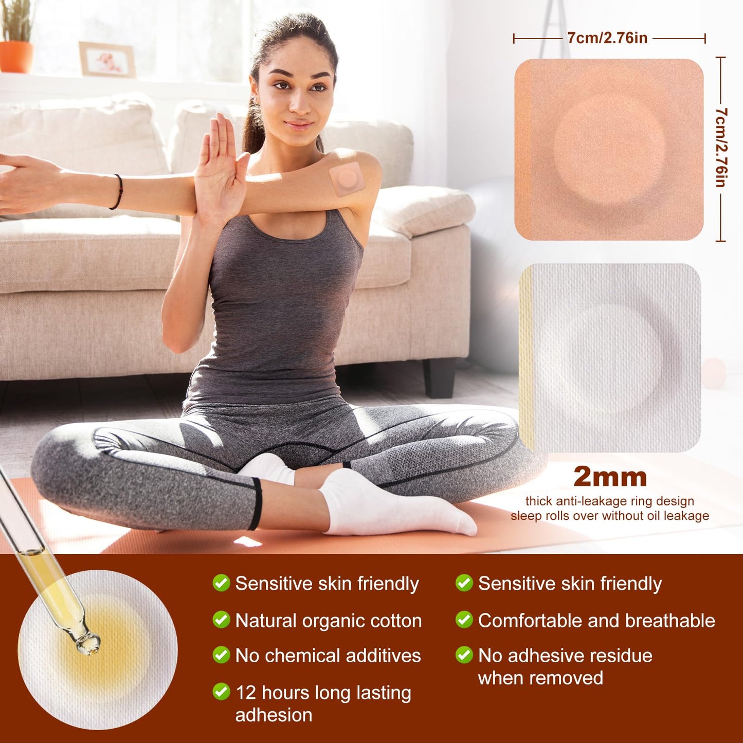 Castor Oil Patches – 50PCS Disposable Leak-Proof Belly Button Patches, Organic Cotton, Highly Absorbent, Breathable & Comfortable