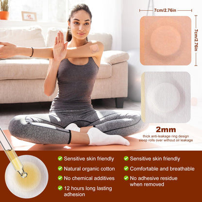 Castor Oil Patches – 50PCS Disposable Leak-Proof Belly Button Patches, Organic Cotton, Highly Absorbent, Breathable & Comfortable