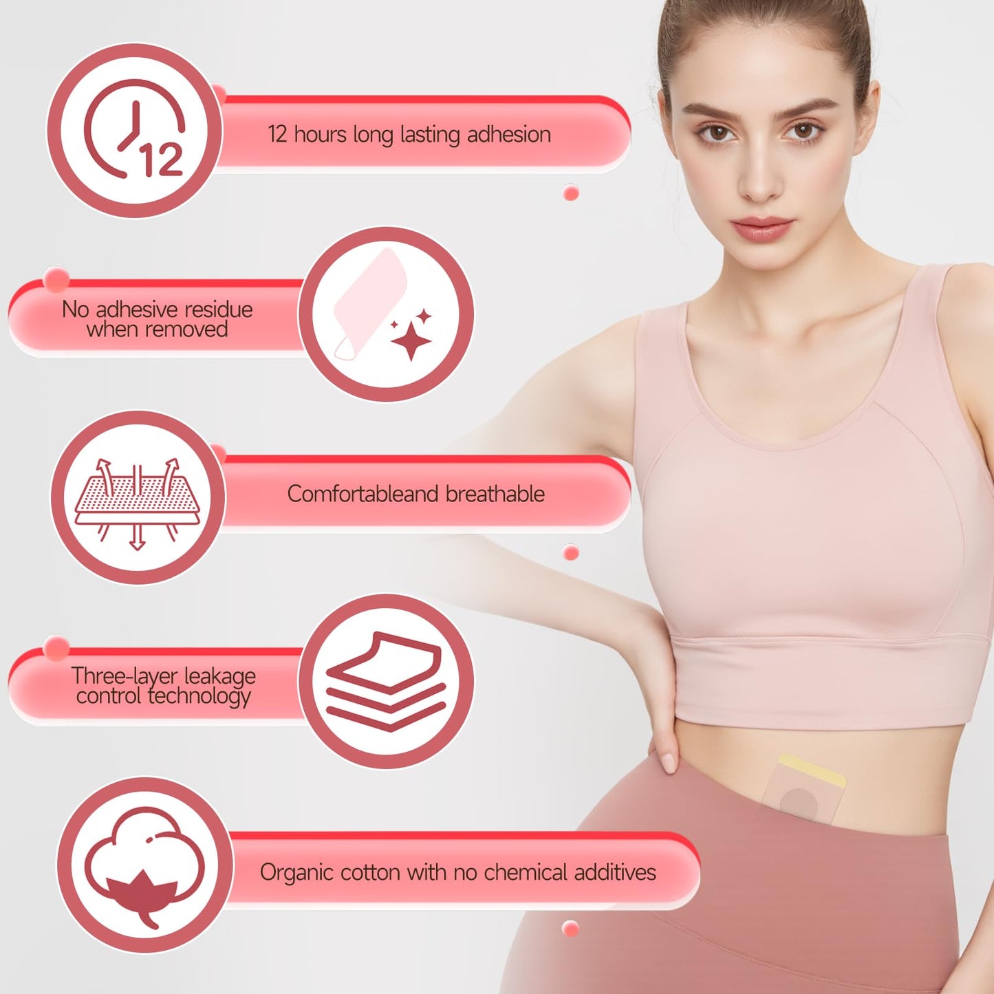 Castor Oil Patches – 50PCS Disposable Organic Cotton Belly Button Patch, Leak-Proof, Self-Adhesive, Hypoallergenic, Easy to Use (Beige)