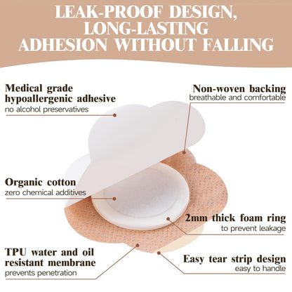 Castor Oil Patches – 50-Count Disposable Organic Cotton Belly Button Patches, Leak-Proof, Self-Adhesive, Hypoallergenic, Beige