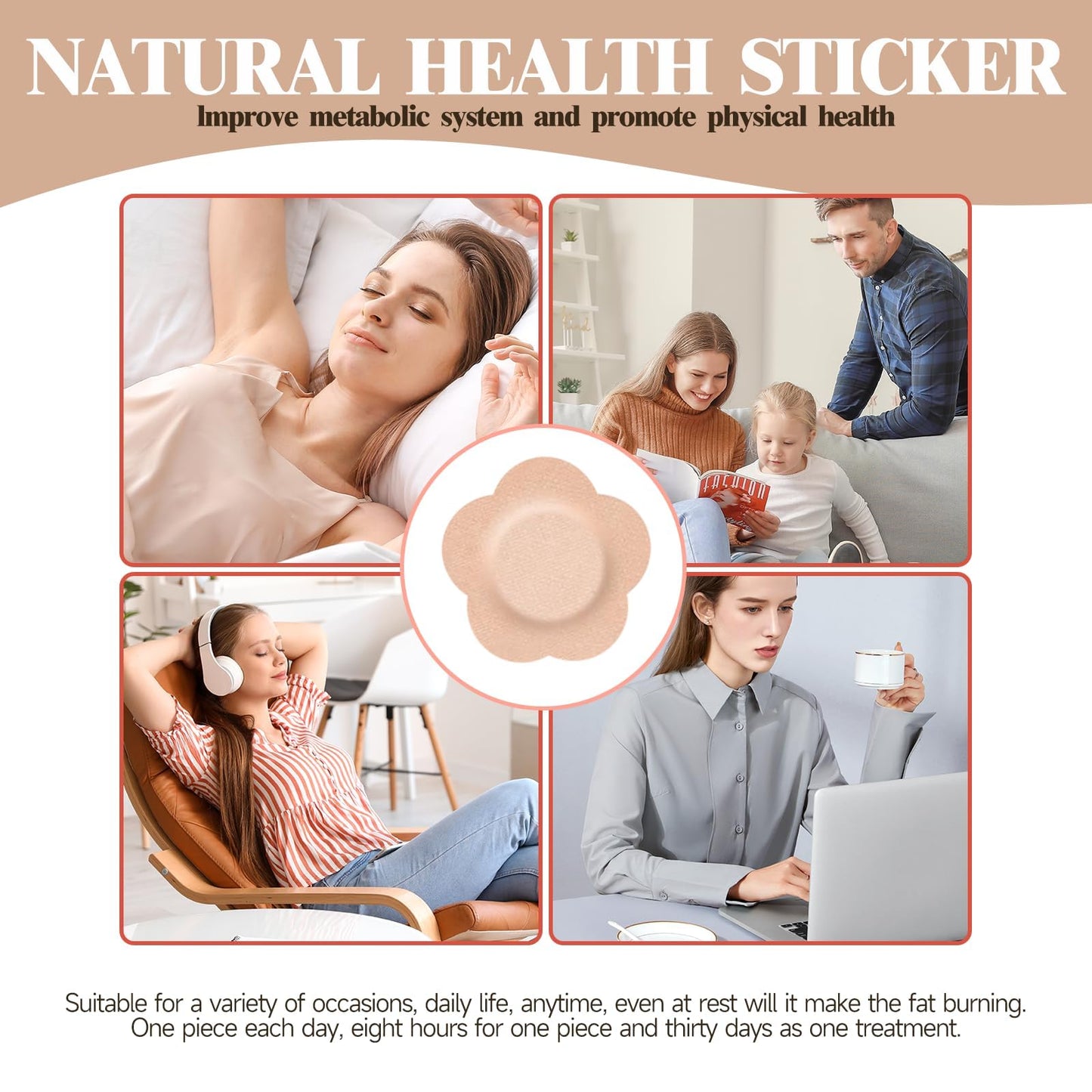 Castor Oil Patches – 50-Count Disposable Organic Cotton Belly Button Patches, Leak-Proof, Self-Adhesive, Hypoallergenic, Beige