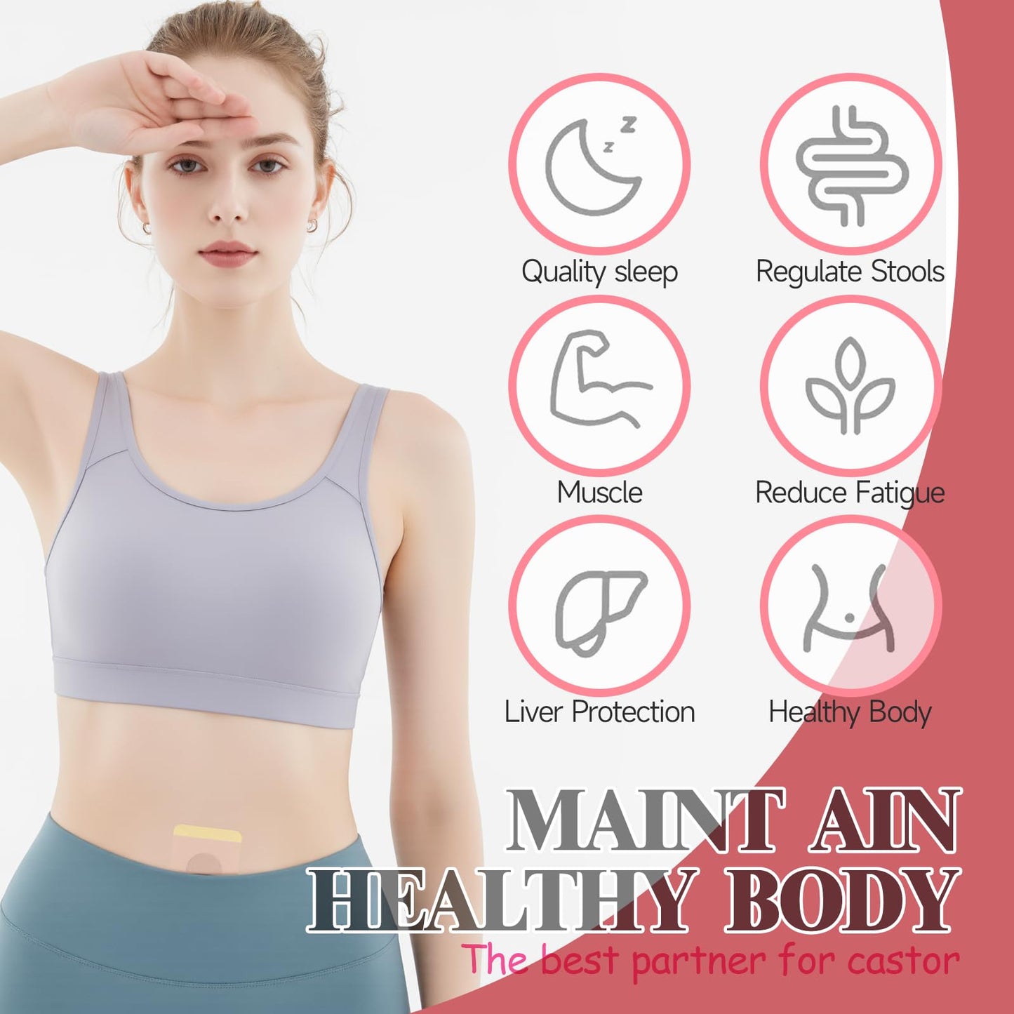 Castor Oil Patches – 50PCS Disposable Organic Cotton Belly Button Patch, Leak-Proof, Self-Adhesive, Hypoallergenic, Easy to Use (Beige)