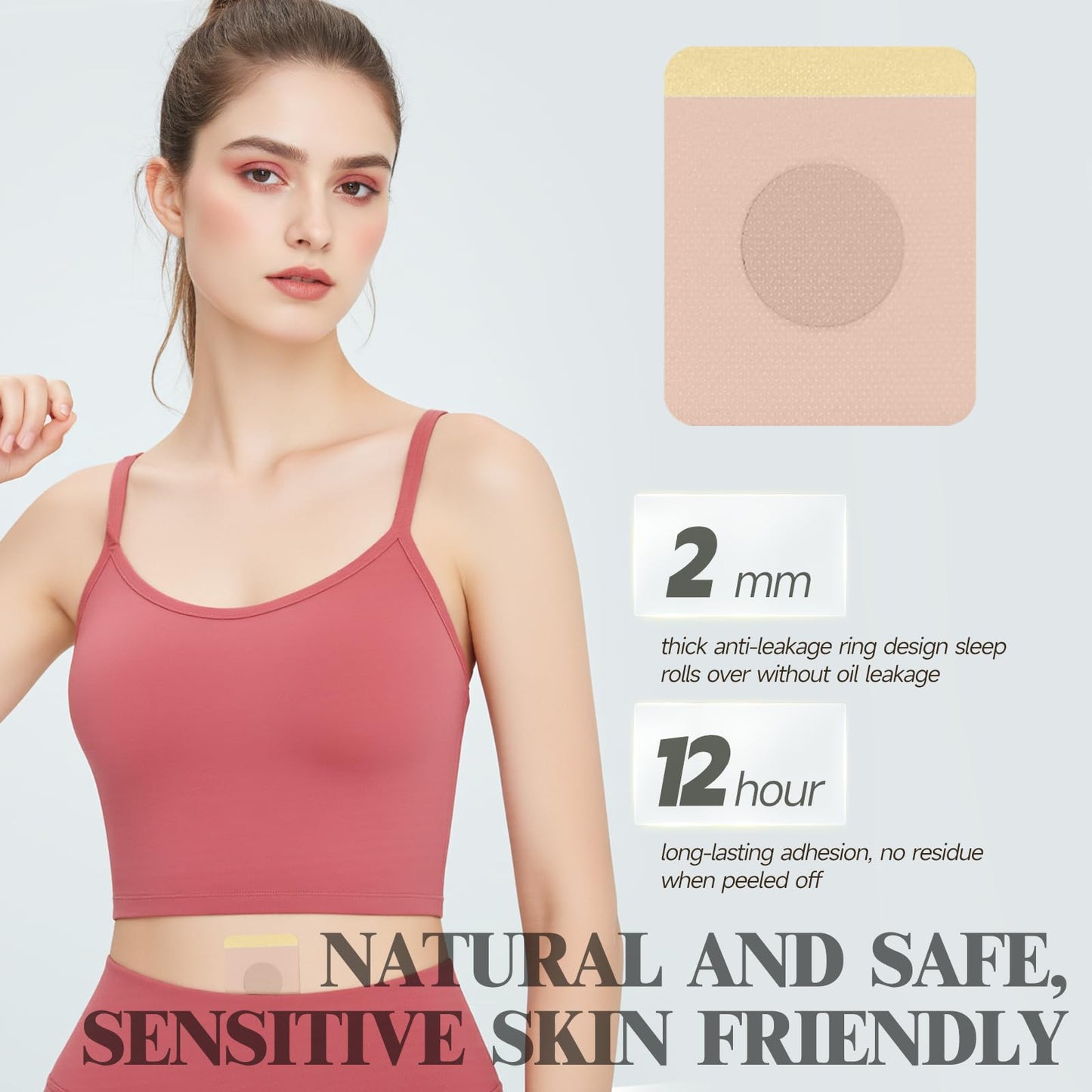 Castor Oil Patches – 50PCS Disposable Organic Cotton Belly Button Patch, Leak-Proof, Self-Adhesive, Hypoallergenic, Easy to Use (Beige)