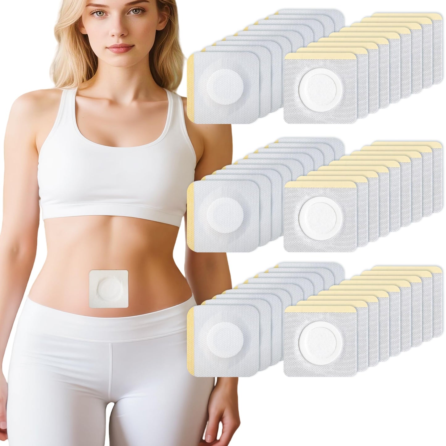 Castor Oil Patches for Belly Button – 54 Pack, 3.2x3.2 in, Self-Adhesive, Organic Cotton