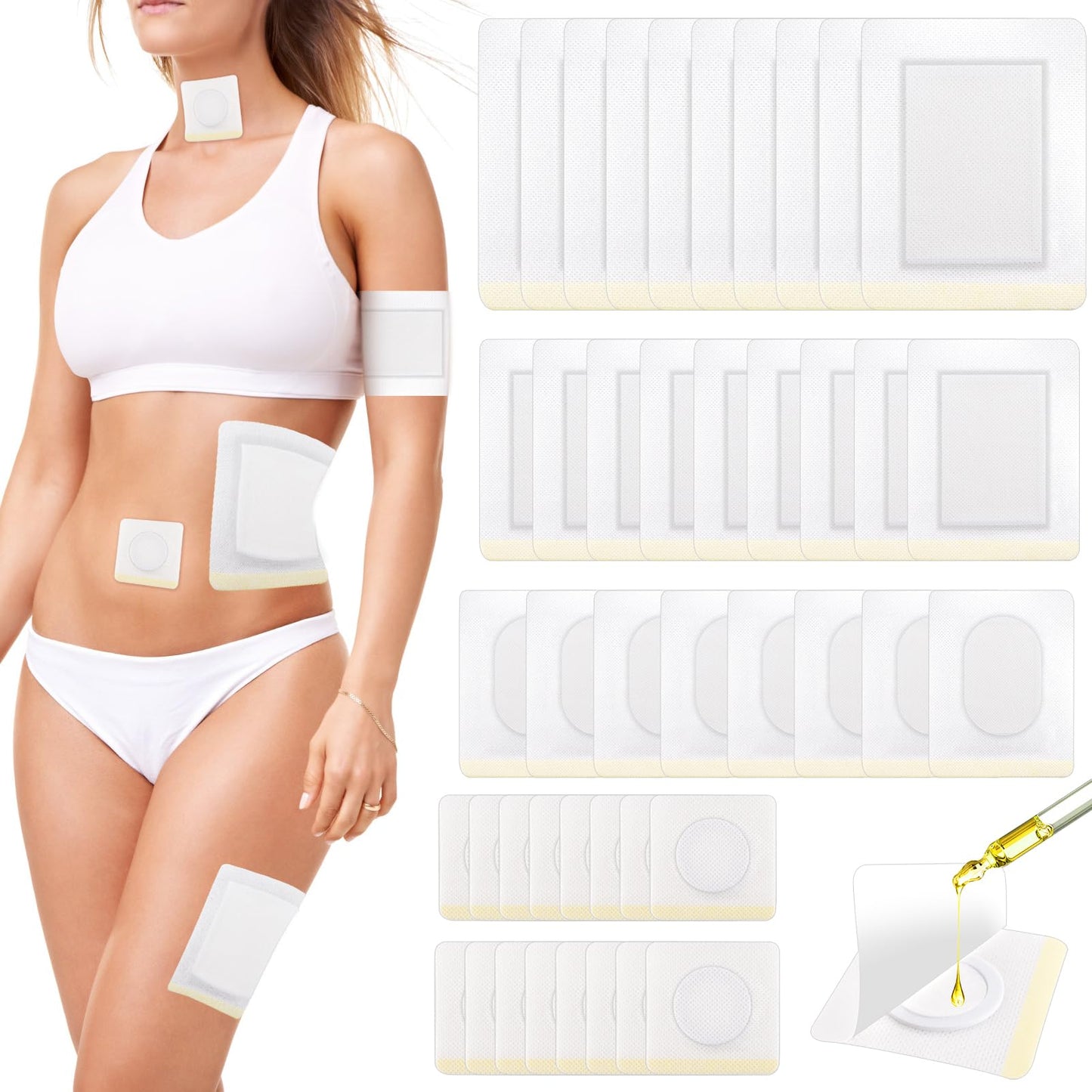 46 Pcs Castor Oil Patches – Disposable Castor Oil Pack Wraps for Full Body