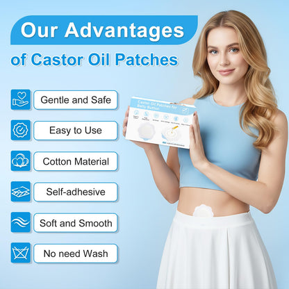 Castor Oil Patches – 60 XL Disposable Self-Adhesive Pads (No-Wash)
