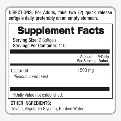 FITO MEDIC'S Lab Castor Oil Pills - 220 Softgels, 1500 mg | Ultra High Absorption