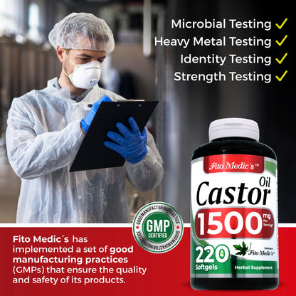 FITO MEDIC'S Lab Castor Oil Pills - 220 Softgels, 1500 mg | Ultra High Absorption