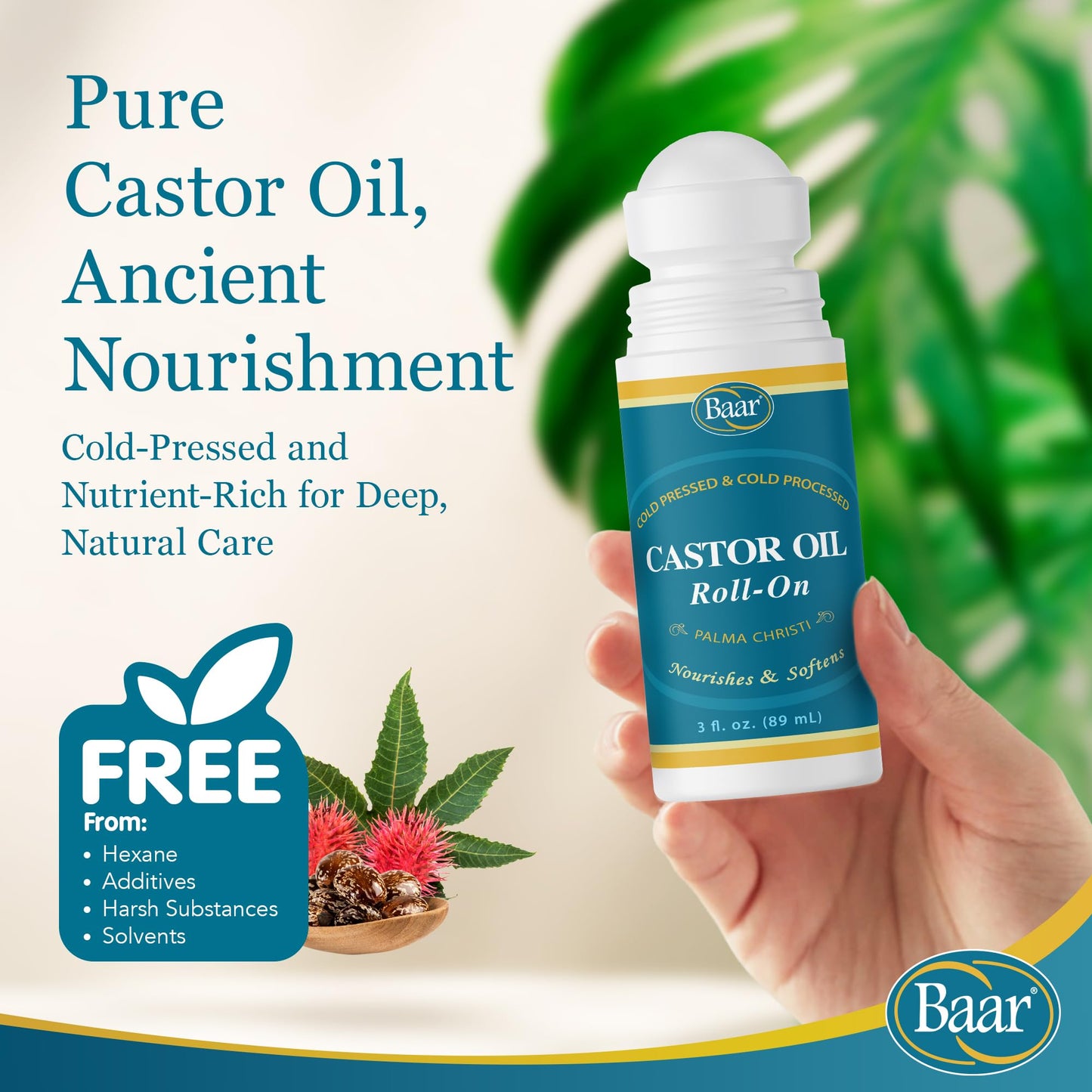 Baar Products Castor Oil Roll-On 3 oz – Pack of 2 | Health & Beauty