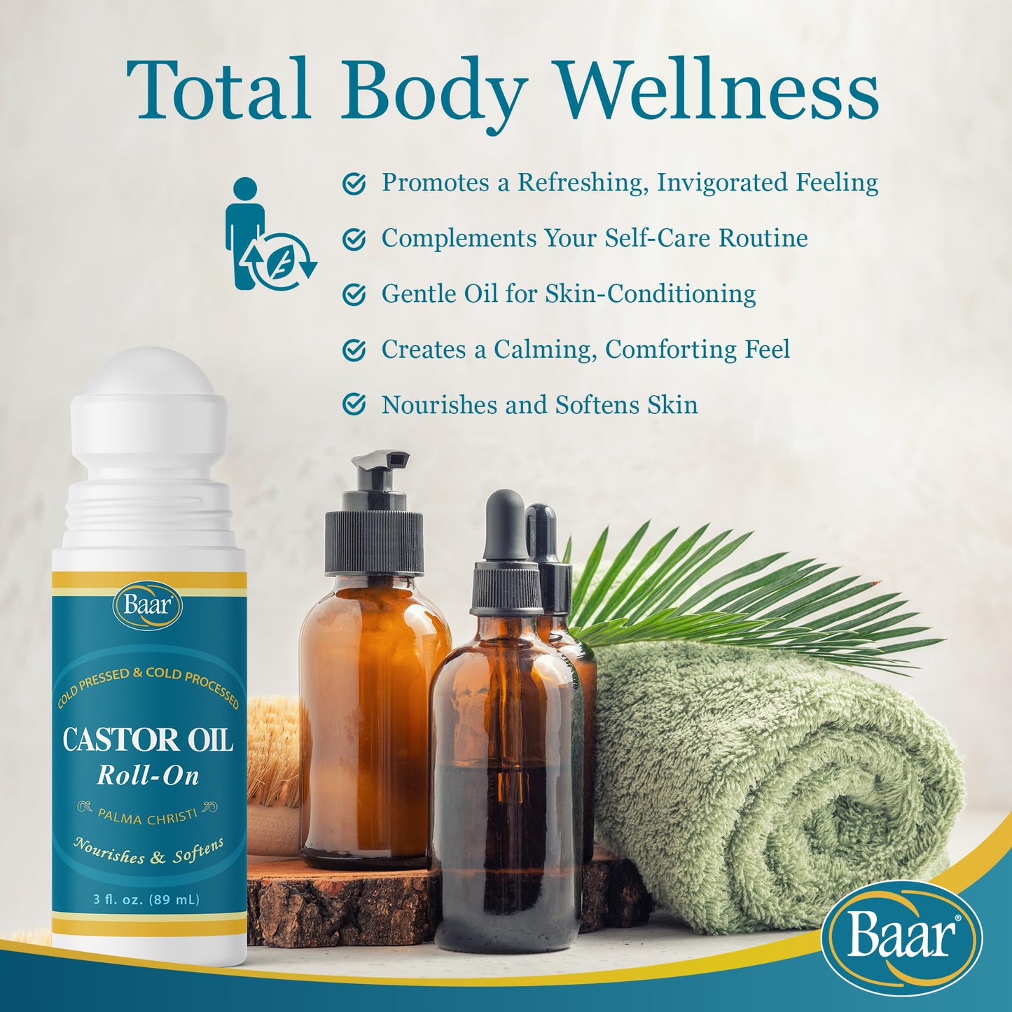 Baar Products Castor Oil Roll-On 3 oz – Pack of 2 | Health & Beauty