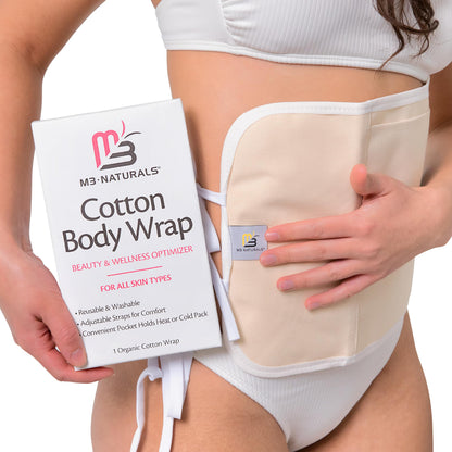 Castor Oil Wrap - Organic Cotton Detox & Wellness Pack, Reusable & Adjustable (Beige)