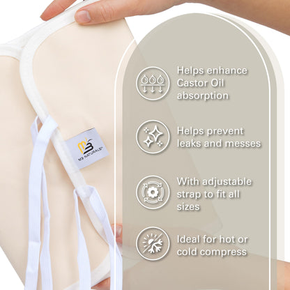 Castor Oil Wrap - Organic Cotton Detox & Wellness Pack, Reusable & Adjustable (Beige)